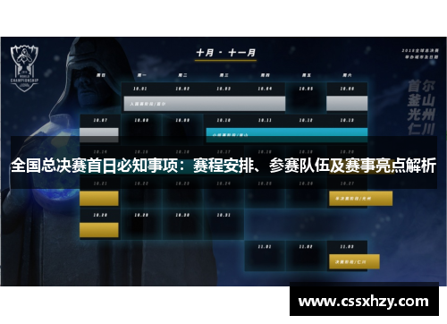 全国总决赛首日必知事项：赛程安排、参赛队伍及赛事亮点解析